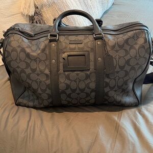 Coach Grey and Black Signature Duffel Bag
